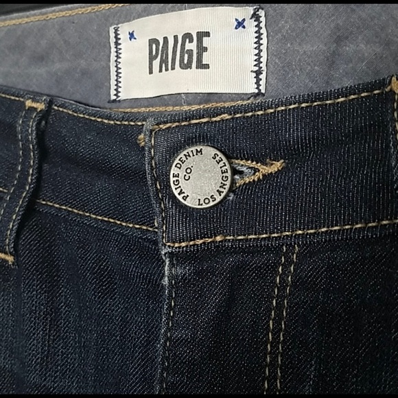 Paige Skyline Straight Dark Wash Denim Jeans Low - Picture 4 of 6